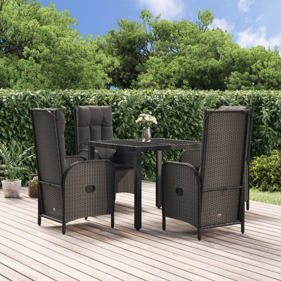 5-Delige Tuinset Met Kussens Poly Rattan Zwart 1 90 cm tafellengte