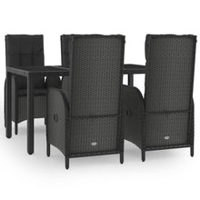 5-Delige Tuinset Met Kussens Poly Rattan Zwart 150 cm tafellengte 4x stoel + Tafel