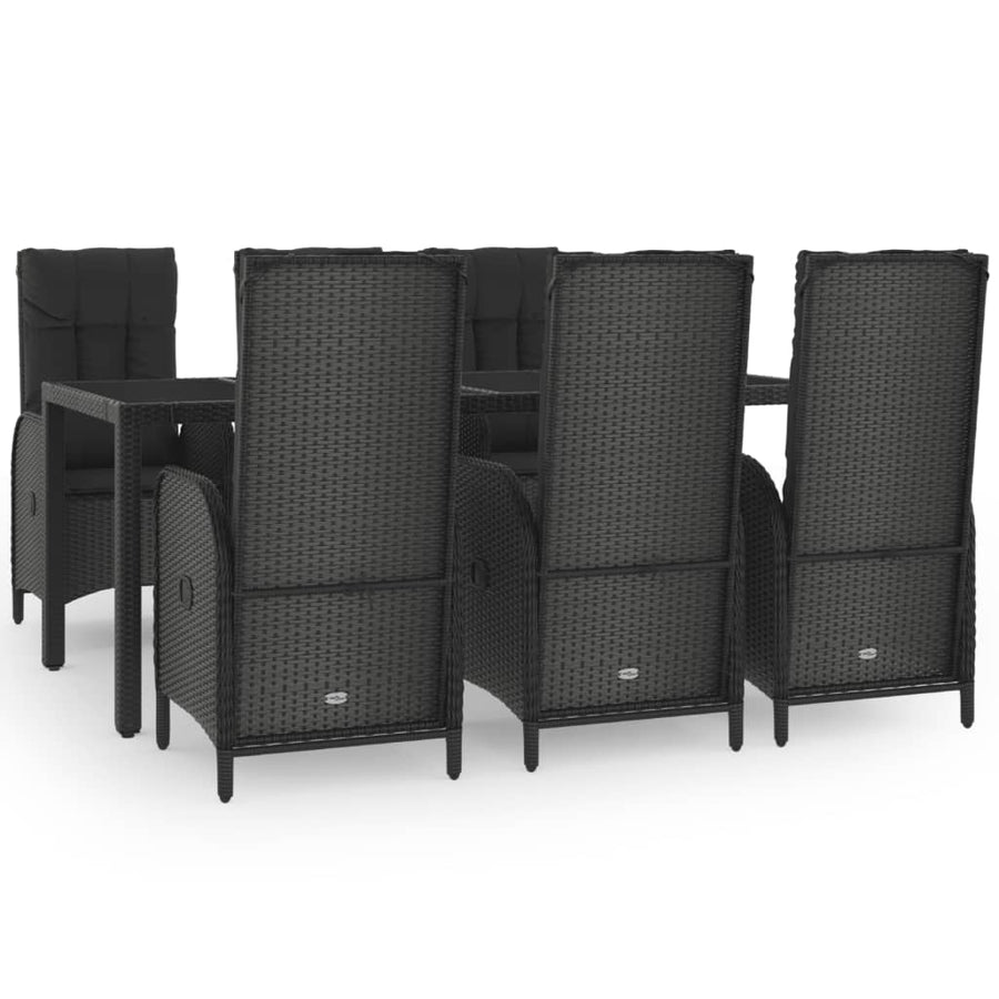7-Delige Tuinset Met Kussens Poly Rattan Zwart En Grijs 190 cm tafellengte 6x stoel + Tafel