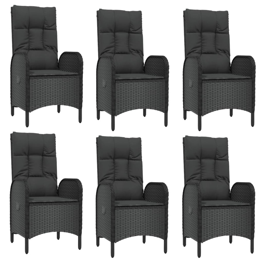 7-Delige Tuinset Met Kussens Poly Rattan Zwart En Grijs 190 cm tafellengte 6x stoel + Tafel