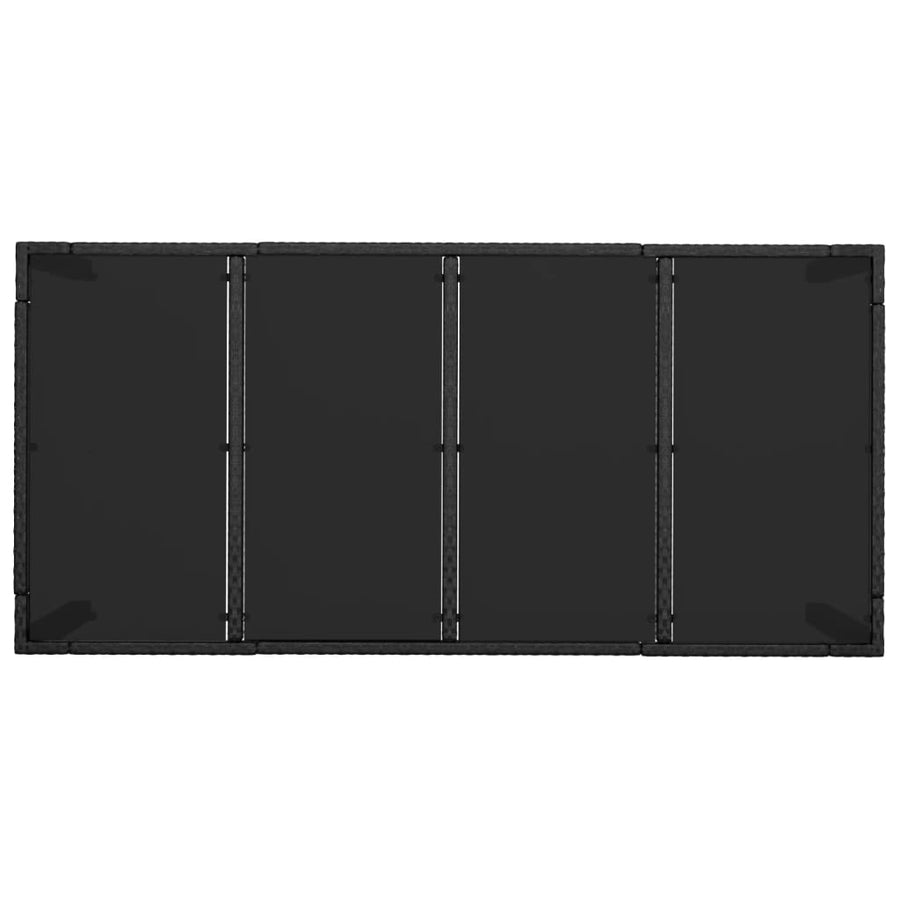 7-Delige Tuinset Met Kussens Poly Rattan Zwart En Grijs 190 cm tafellengte 6x stoel + Tafel