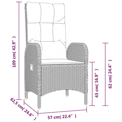 7-Delige Tuinset Met Kussens Poly Rattan Zwart En Grijs 190 cm tafellengte 6x stoel + Tafel