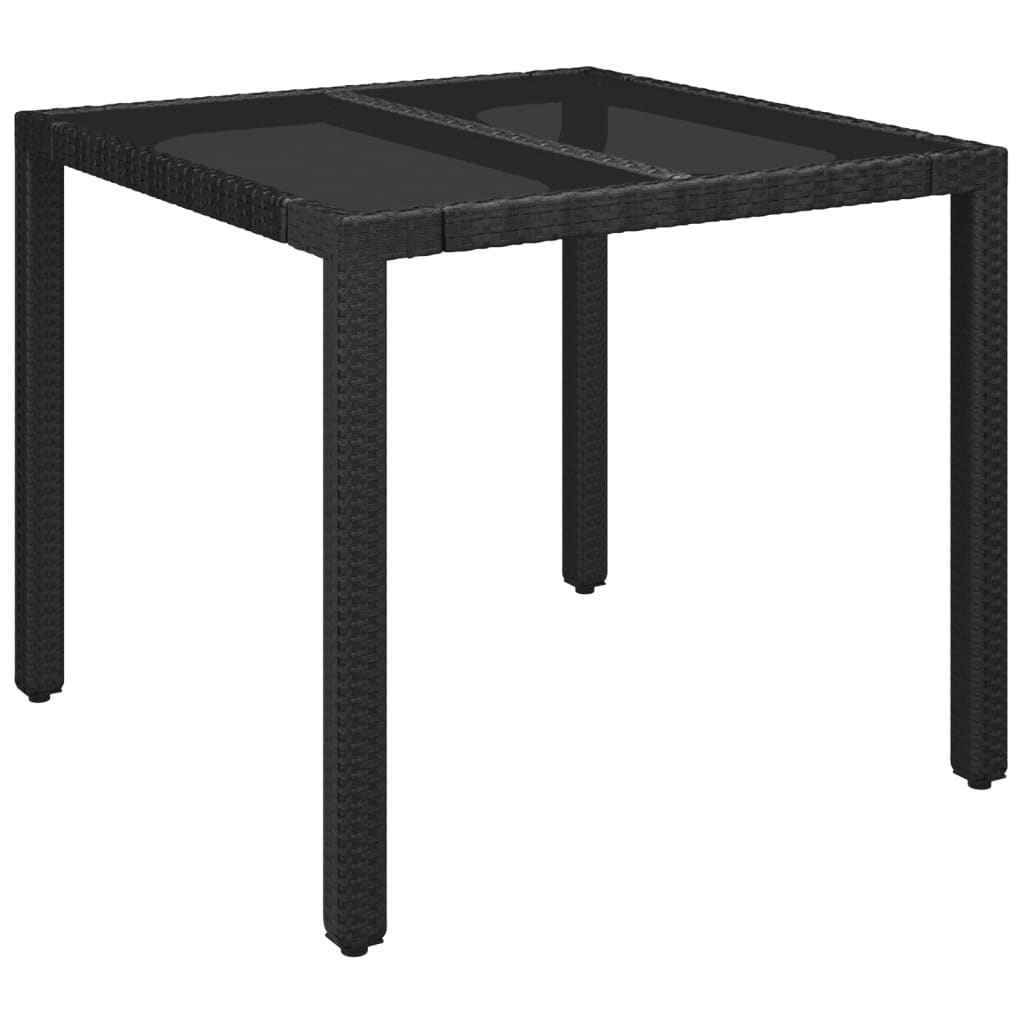 3-Delige Tuinset Met Kussens Poly Rattan Zwart 1 90 cm tafellengte