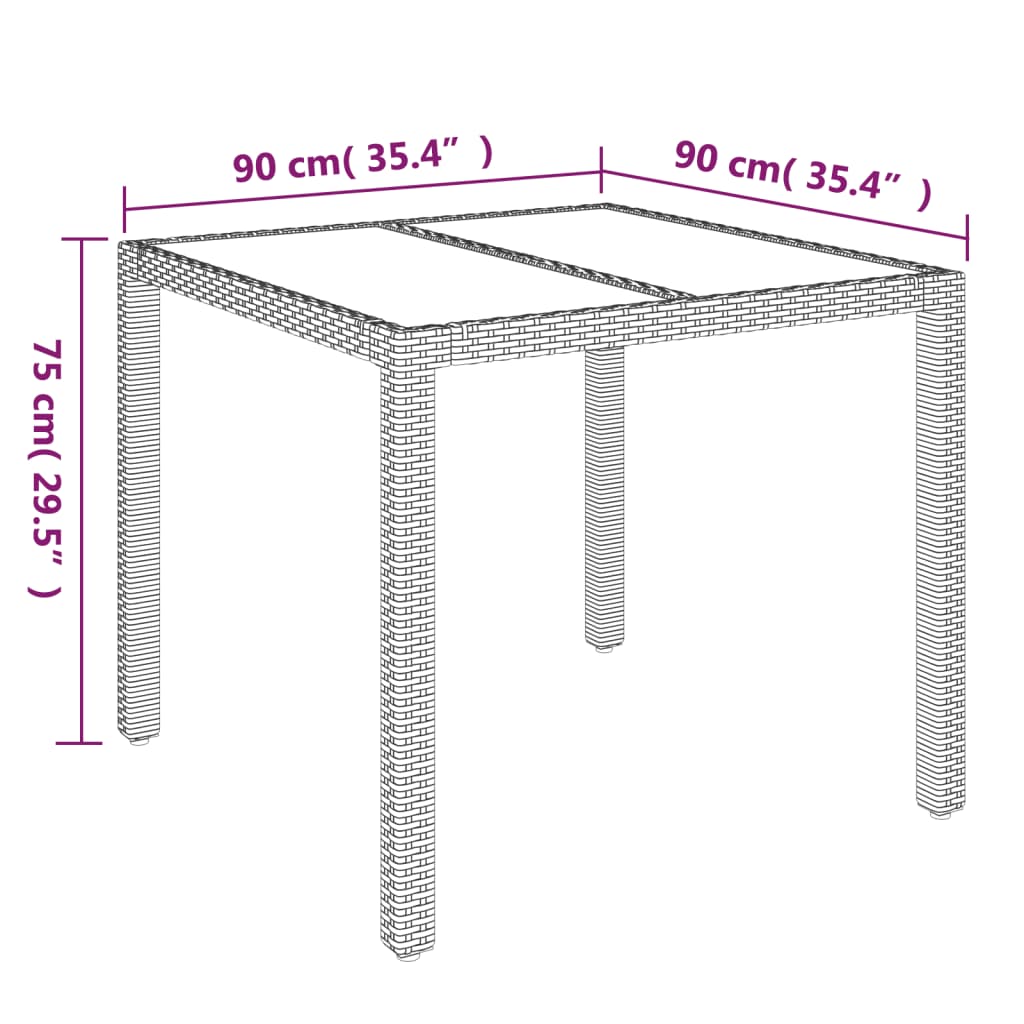 3-Delige Tuinset Met Kussens Poly Rattan Zwart 1 90 cm tafellengte