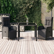 3-Delige Tuinset Met Kussens Poly Rattan Zwart 1 90 cm tafellengte