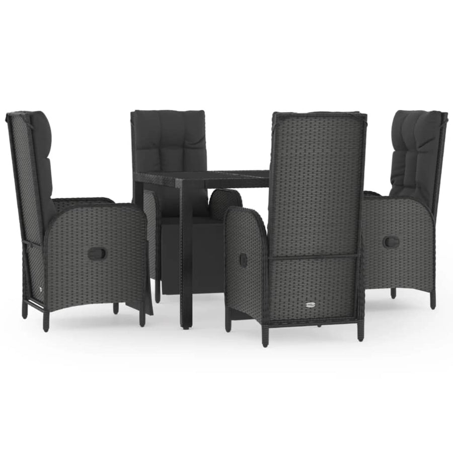 5-Delige Tuinset Met Kussens Poly Rattan Zwart 1 90 cm tafellengte