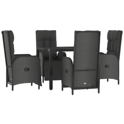 5-Delige Tuinset Met Kussens Poly Rattan Zwart 1 90 cm tafellengte