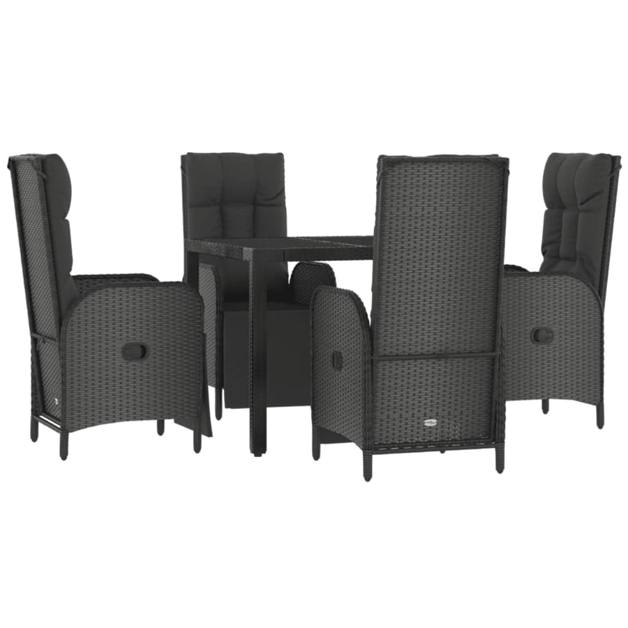 5-Delige Tuinset Met Kussens Poly Rattan Zwart 1 90 cm tafellengte