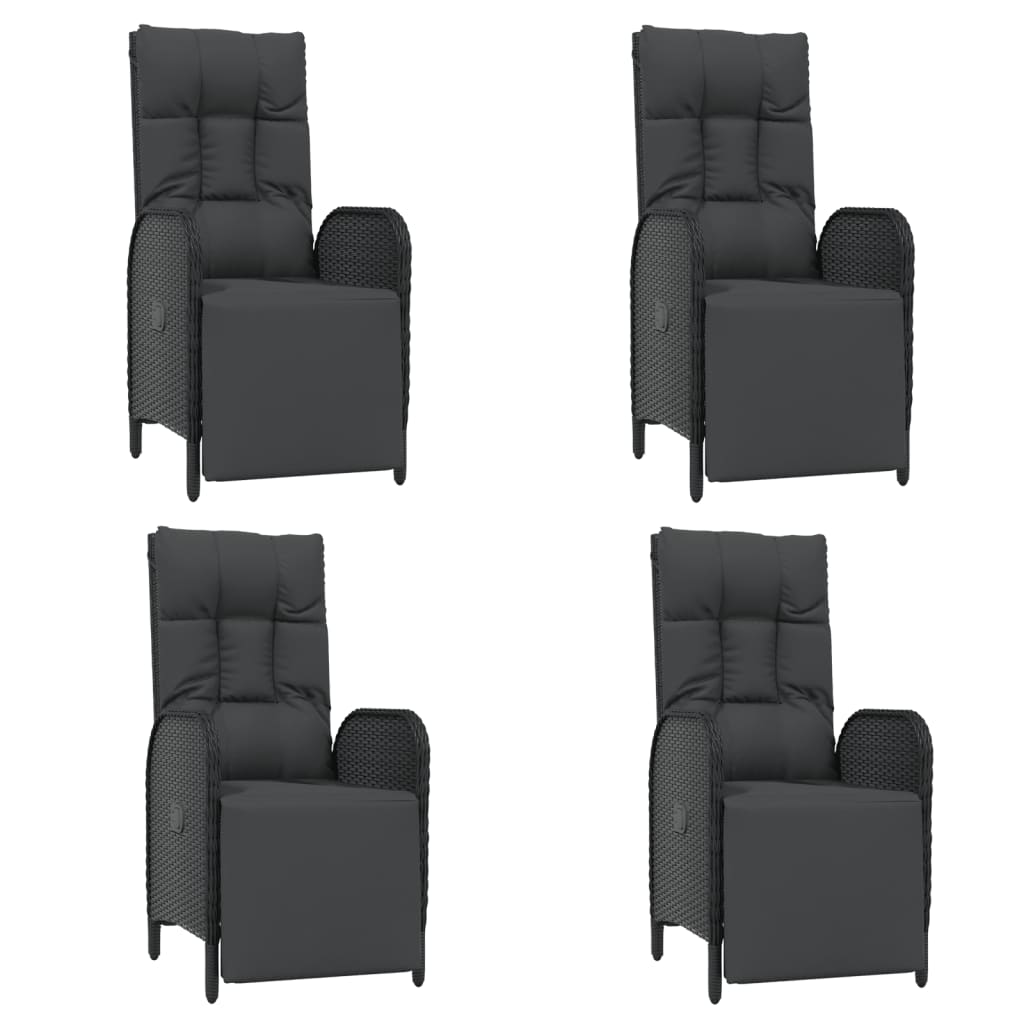 5-Delige Tuinset Met Kussens Poly Rattan Zwart 1 90 cm tafellengte
