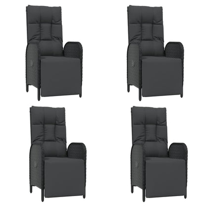 5-Delige Tuinset Met Kussens Poly Rattan Zwart 1 90 cm tafellengte