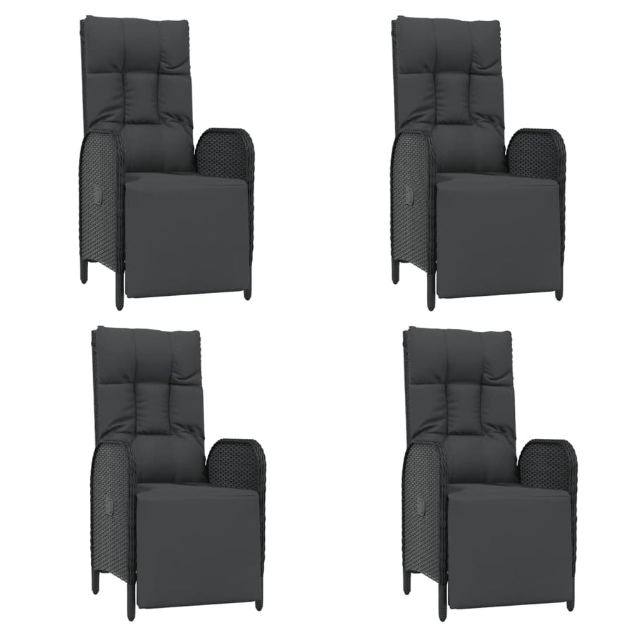 5-Delige Tuinset Met Kussens Poly Rattan Zwart 1 90 cm tafellengte
