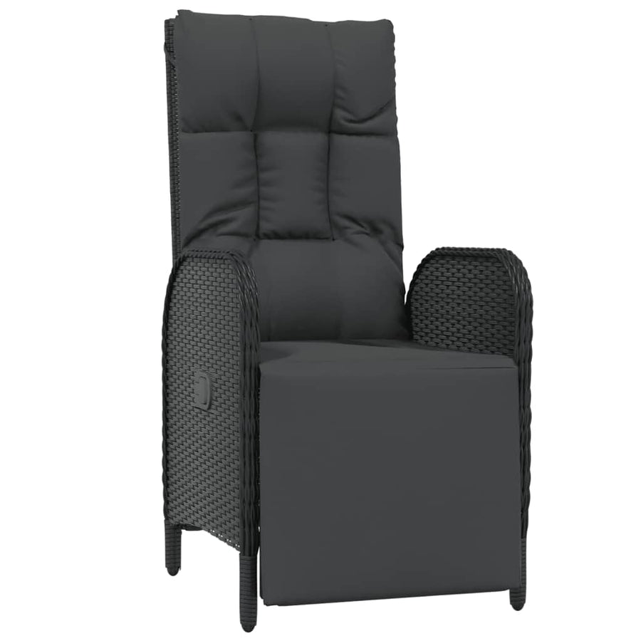 5-Delige Tuinset Met Kussens Poly Rattan Zwart 1 90 cm tafellengte