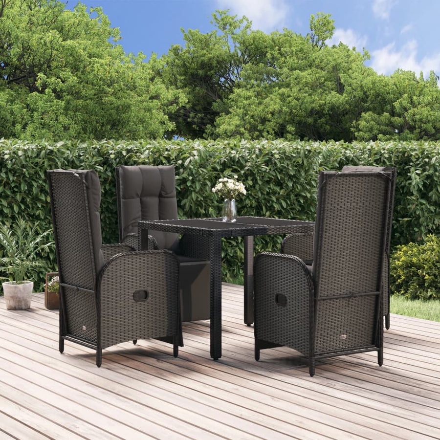 5-Delige Tuinset Met Kussens Poly Rattan Zwart 1 90 cm tafellengte