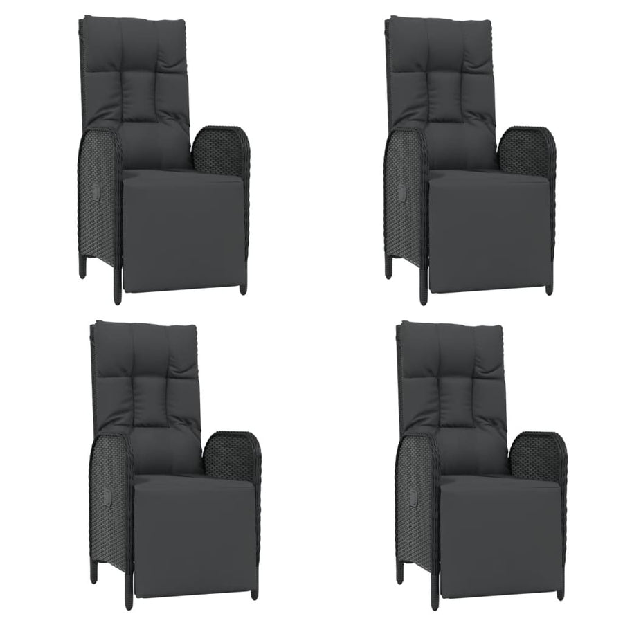 5-Delige Tuinset Met Kussens Poly Rattan Zwart 150 cm tafellengte 4x Fauteuil + Tafel