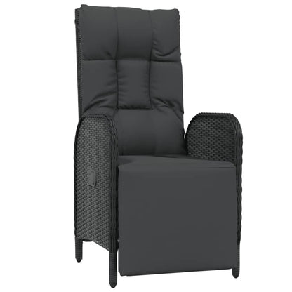 5-Delige Tuinset Met Kussens Poly Rattan Zwart 150 cm tafellengte 4x Fauteuil + Tafel