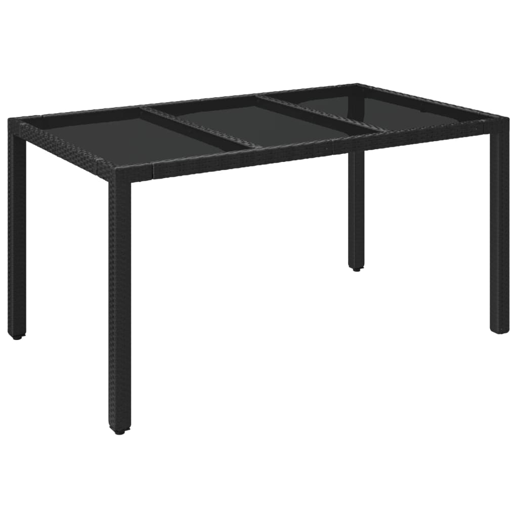 5-Delige Tuinset Met Kussens Poly Rattan Zwart 150 cm tafellengte 4x Fauteuil + Tafel