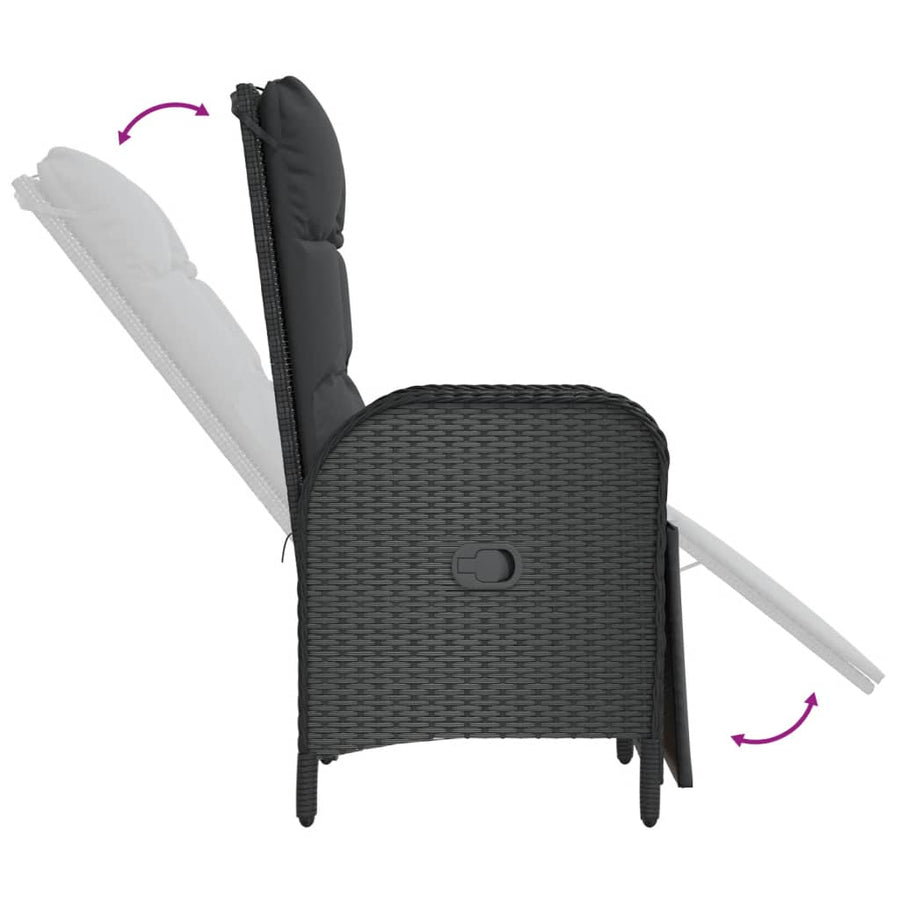7-Delige Tuinset Met Kussens Poly Rattan Zwart En Grijs 150 cm tafellengte 6x Fauteuil + Tafel