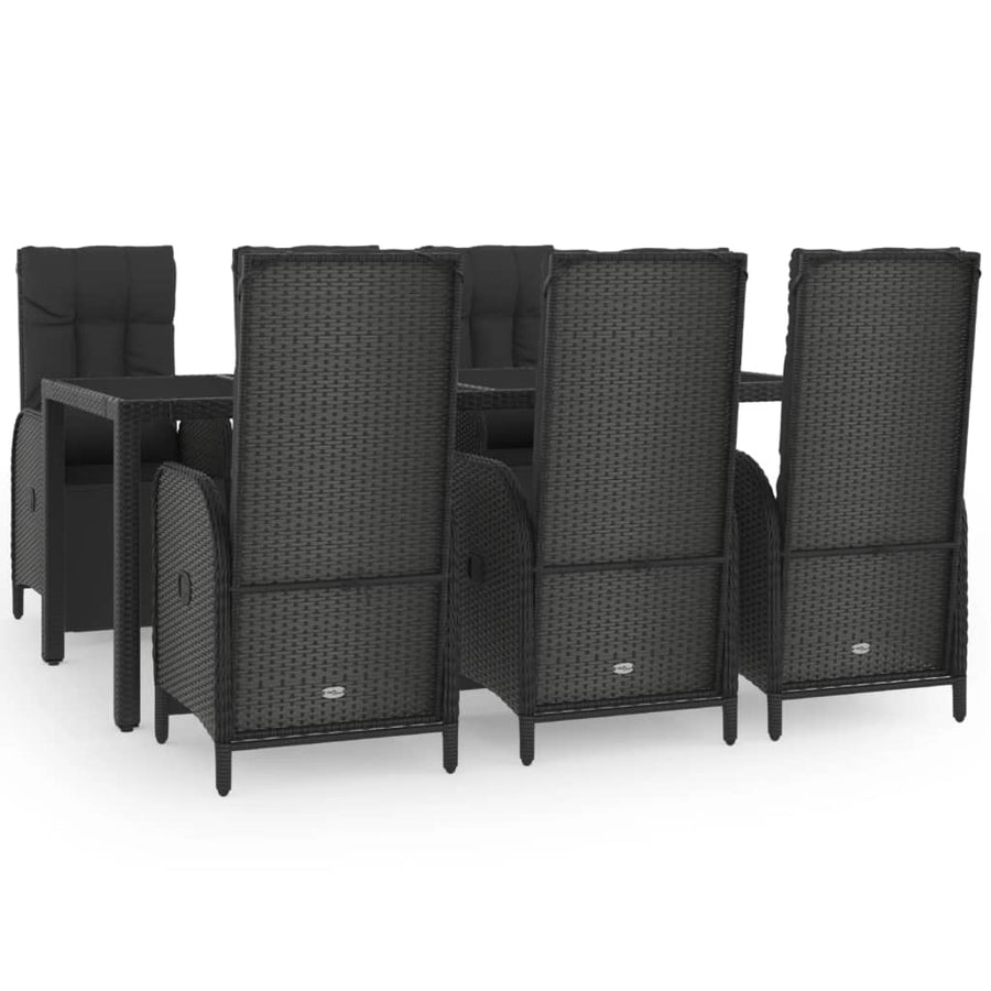 7-Delige Tuinset Met Kussens Poly Rattan Zwart 190 cm tafellengte 6x Fauteuil + Tafel