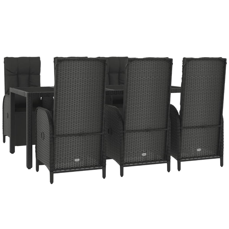 7-Delige Tuinset Met Kussens Poly Rattan Zwart 190 cm tafellengte 6x Fauteuil + Tafel