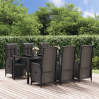 Tuinset 7-delig poly rattan zwart met kussens