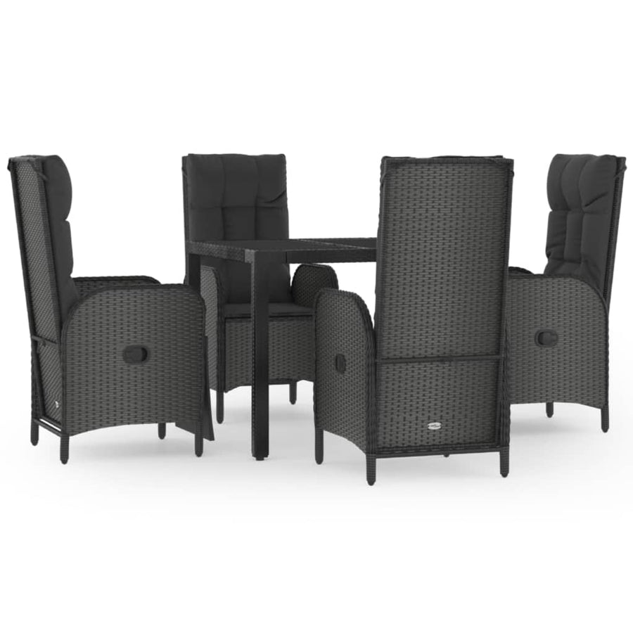 5-Delige Tuinset Met Kussens Poly Rattan Zwart 1 90 cm tafellengte
