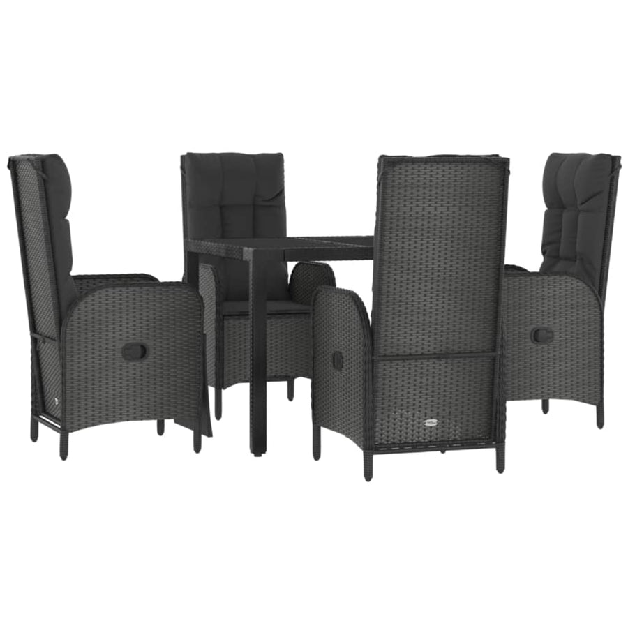 5-Delige Tuinset Met Kussens Poly Rattan Zwart 1 90 cm tafellengte