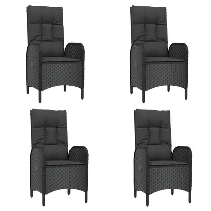 7-Delige Tuinset Met Kussens Poly Rattan Zwart 1 150 cm tafellengte 4x stoel + 2x Fauteuil + Tafel