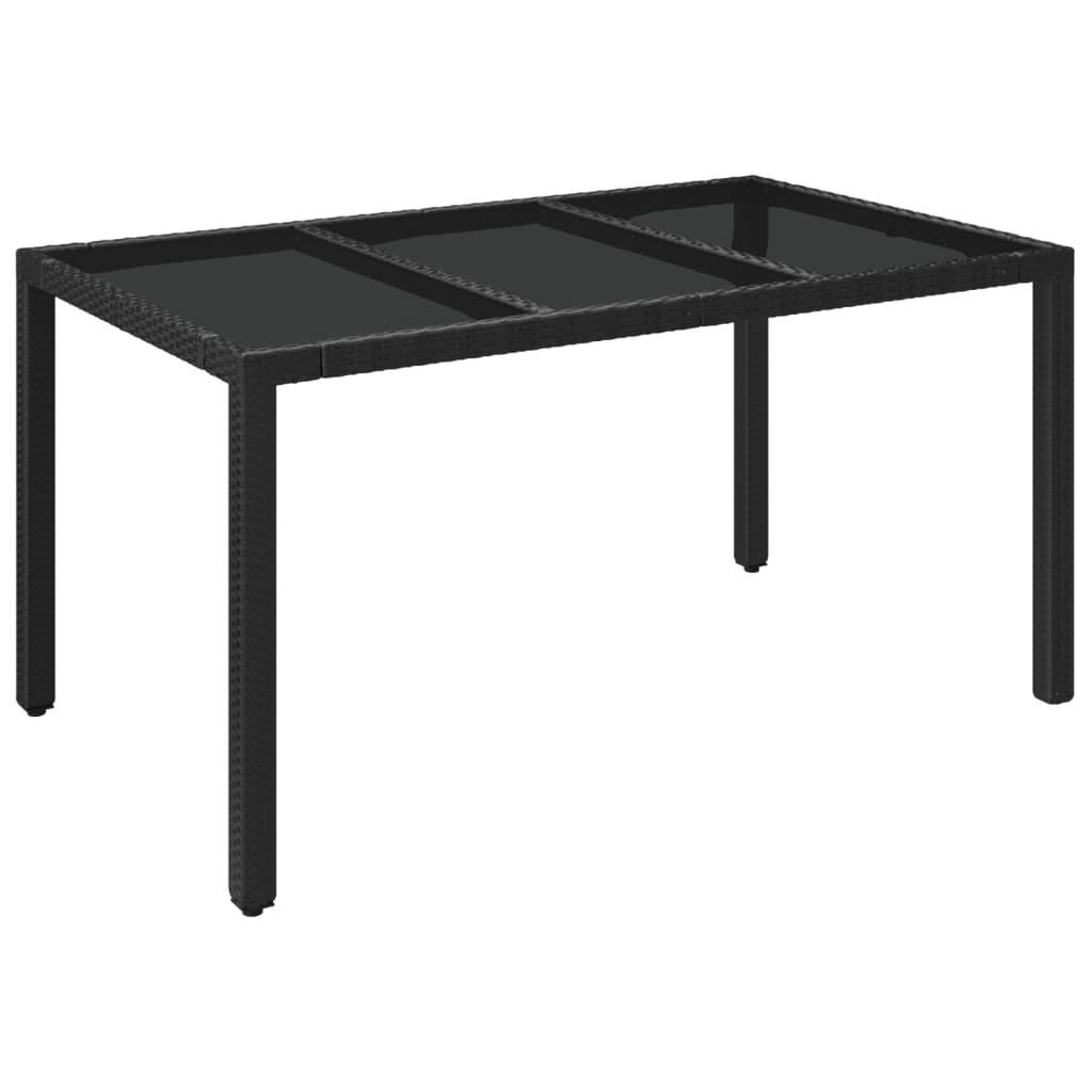 7-Delige Tuinset Met Kussens Poly Rattan Zwart 1 150 cm tafellengte 4x stoel + 2x Fauteuil + Tafel