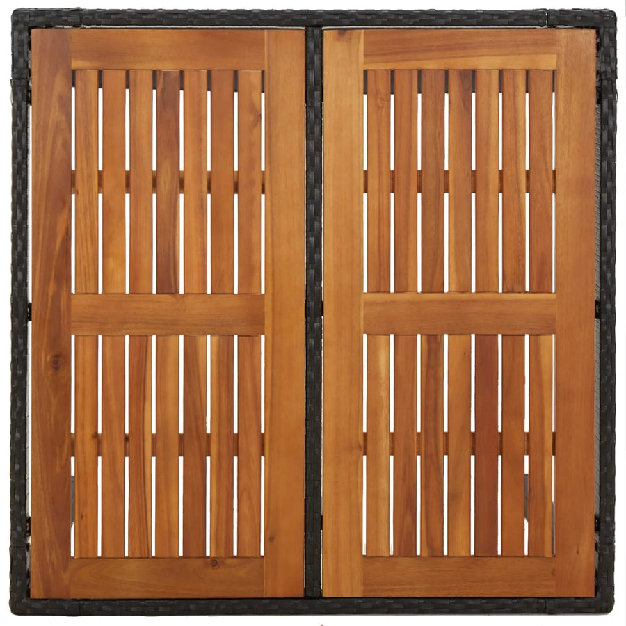 5-Delige Tuinset Met Kussens Poly Rattan Zwart 1 90 cm tafellengte 4x stoel + Tafel