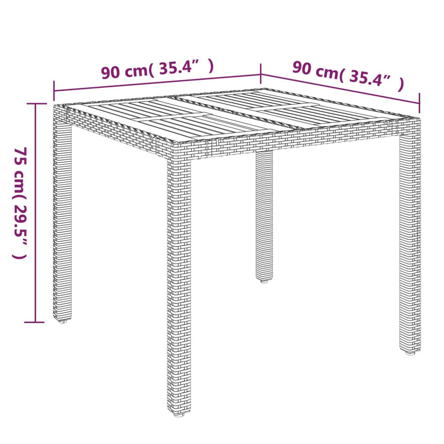 5-Delige Tuinset Met Kussens Poly Rattan Zwart 1 90 cm tafellengte 4x stoel + Tafel