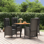 Tuinset 5-delig poly rattan zwart met kussens