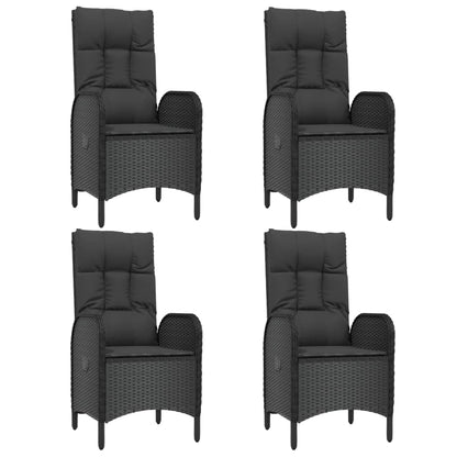 5-Delige Tuinset Met Kussens Poly Rattan Zwart 1 150 cm tafellengte 4x stoel + Tafel