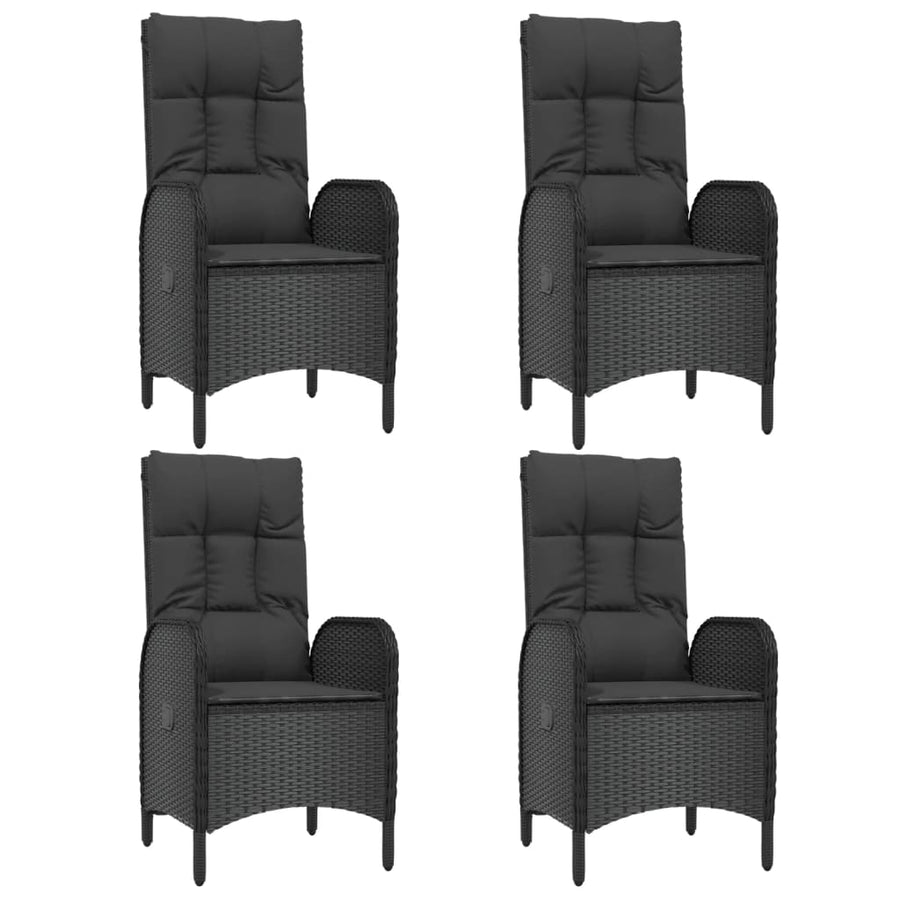 5-Delige Tuinset Met Kussens Poly Rattan Zwart 1 150 cm tafellengte 4x stoel + Tafel