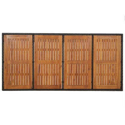 7-Delige Tuinset Met Kussens Poly Rattan Zwart 1 190 cm tafellengte 6x stoel + Tafel