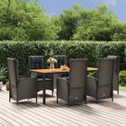 Tuinset 7-delig poly rattan zwart 190x90x75 cm