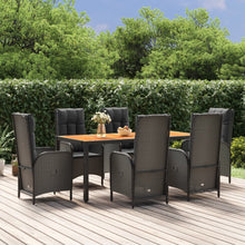 7-Delige Tuinset Met Kussens Poly Rattan Zwart 1 190 cm tafellengte 6x stoel + Tafel