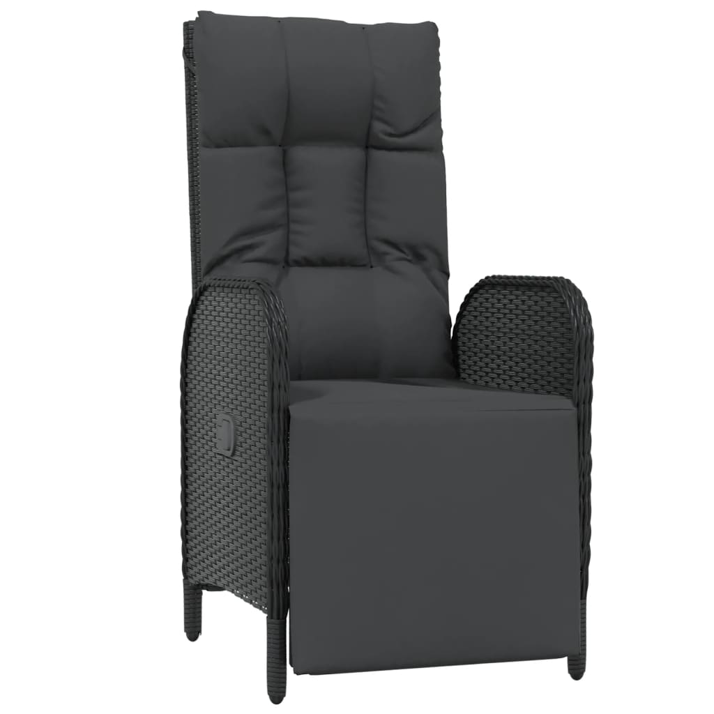 3-Delige Tuinset Met Kussens Poly Rattan Zwart 90 cm tafellengte 2x Fauteuil + Tafel