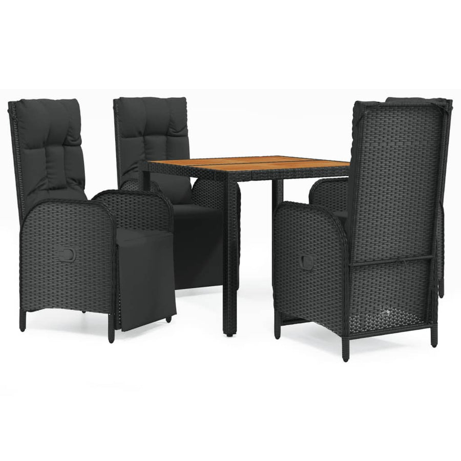 5-Delige Tuinset Met Kussens Poly Rattan Zwart 90 cm tafellengte 4x Fauteuil + Tafel