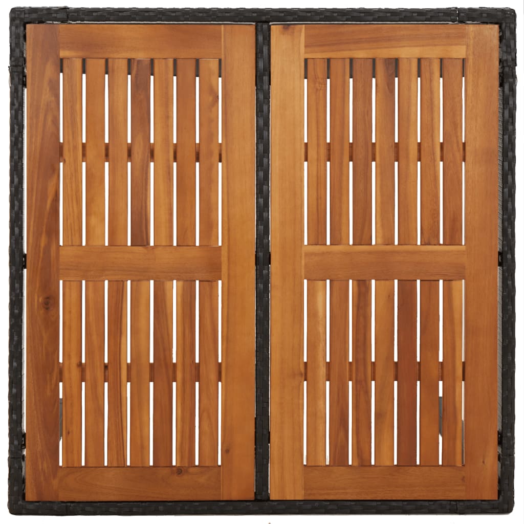 5-Delige Tuinset Met Kussens Poly Rattan Zwart 90 cm tafellengte 4x Fauteuil + Tafel