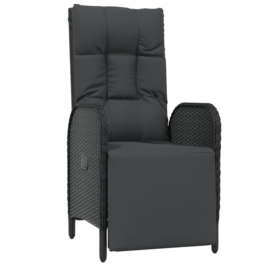 5-Delige Tuinset Met Kussens Poly Rattan Zwart 150 cm tafellengte 4x Fauteuil + Tafel