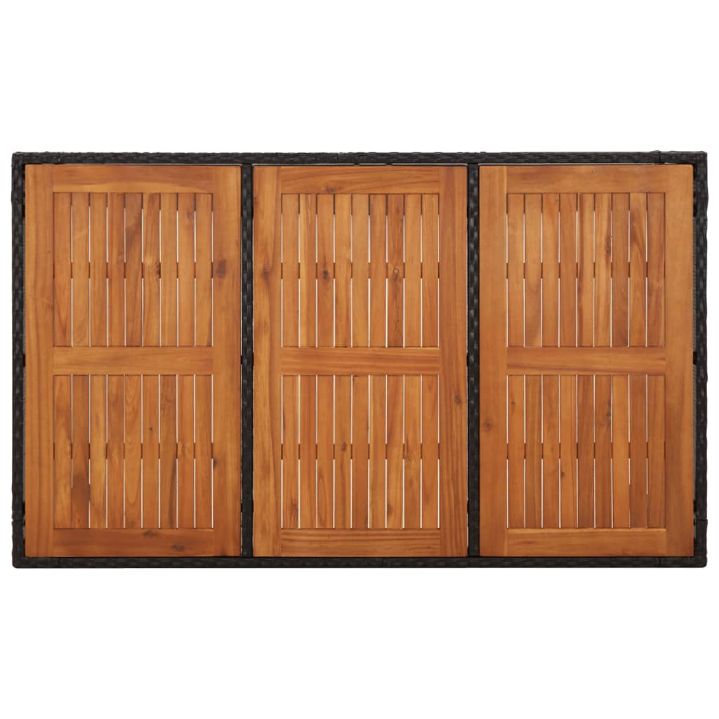 5-Delige Tuinset Met Kussens Poly Rattan Zwart 150 cm tafellengte 4x Fauteuil + Tafel