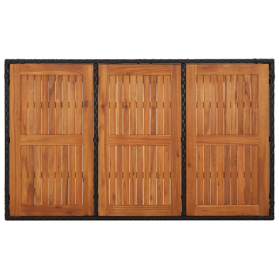 5-Delige Tuinset Met Kussens Poly Rattan Zwart 150 cm tafellengte 4x Fauteuil + Tafel