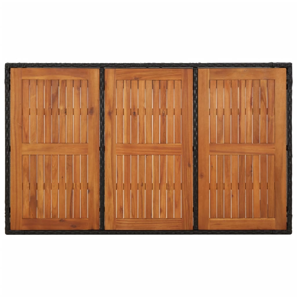 7-Delige Tuinset Met Kussens Poly Rattan Zwart 150 cm tafellengte 6x Fauteuil + Tafel
