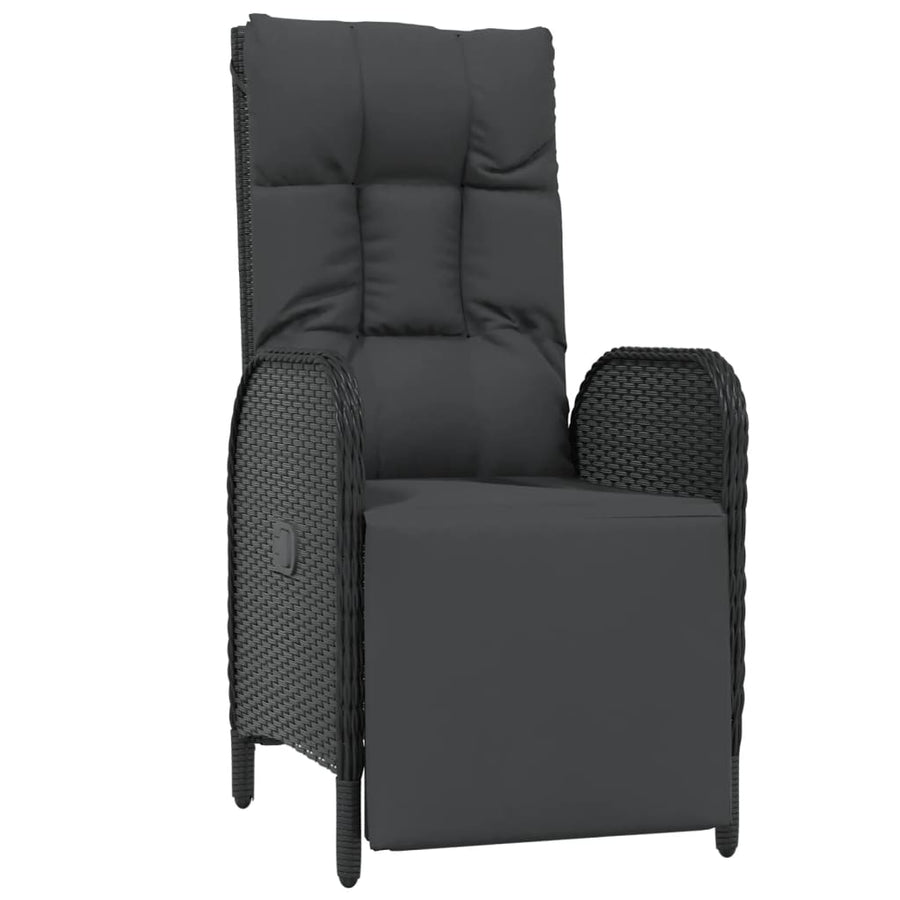 7-Delige Tuinset Met Kussens Poly Rattan Zwart 150 cm tafellengte 4x stoel + 2x Fauteuil + Tafel
