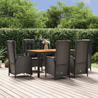 Tuinset 7-delig poly rattan zwart met kussens