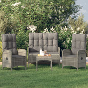 Tuinset 4-delig poly rattan grijs