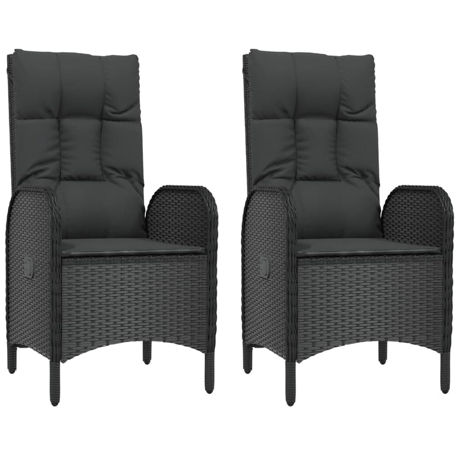 4-Delige Tuinset Met Kussens Poly Rattan Zwart Bank + 2x stoel + Tafel