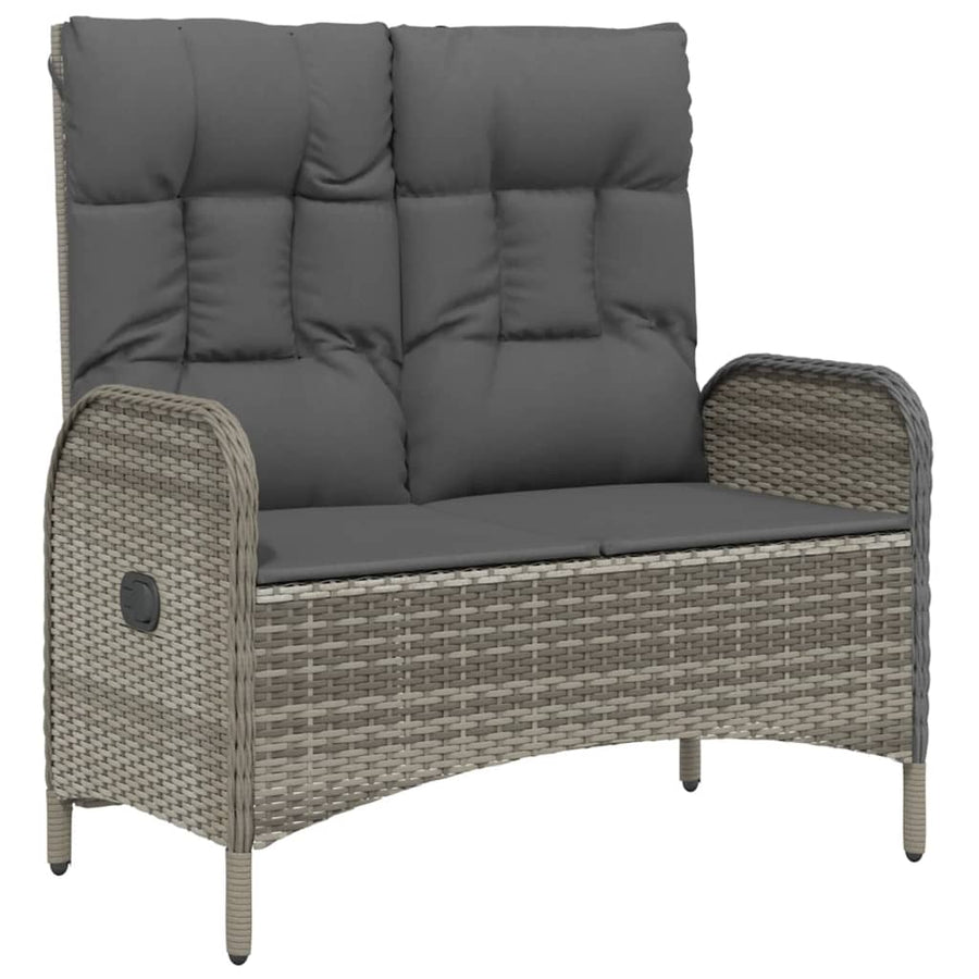 4-Delige Tuinset Met Kussens Poly Rattan Grijs Bank + 2x Fauteuil + Tafel