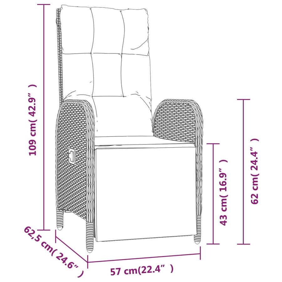 4-Delige Tuinset Met Kussens Poly Rattan Grijs Bank + 2x Fauteuil + Tafel