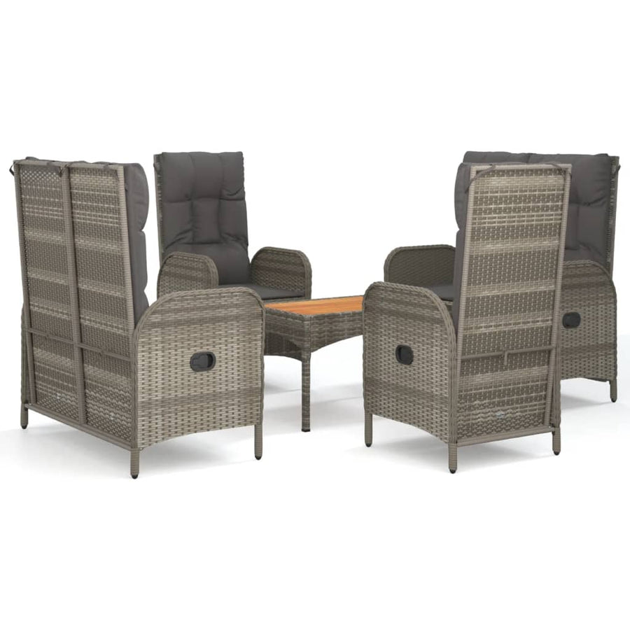 5-Delige Tuinset Met Kussens Poly Rattan Grijs 2x Bank + 2x stoel + Tafel